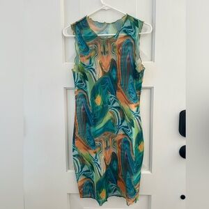 Y2K Style Sheer Marble Print Dress